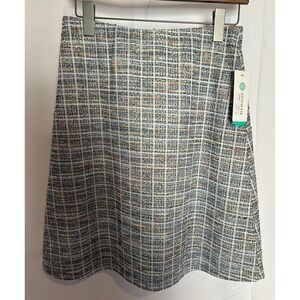 NEW MARGARET M Tweed Grid Pattern A Line Skirt Womens Size S/P Stretch Waist